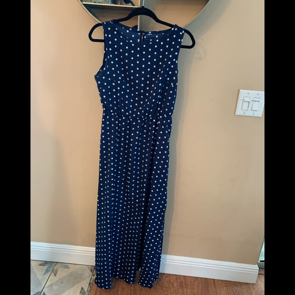 Polka Dot Navy Maxi Dress